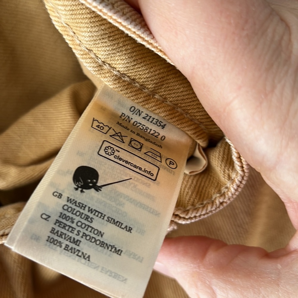 Monki EU brand jeans, women size 12, yellowish tan color, unfortunate st… - Picture 4 of 12